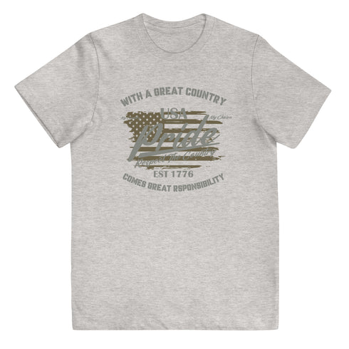 With A Great Country Comes Great Responsibility Youth jersey t-shirt - Mainstream Freedom