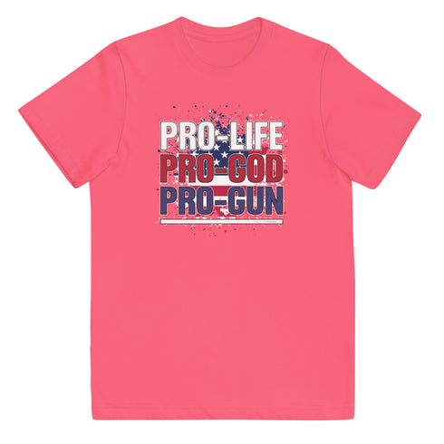 Pro-Life Pro-God Pro-Gun Youth jersey t-shirt - Mainstream Freedom