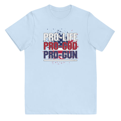 Pro-Life Pro-God Pro-Gun Youth jersey t-shirt - Mainstream Freedom