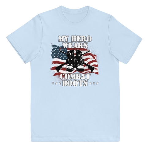 My Hero Wears Combat Boots Youth jersey t-shirt - Mainstream Freedom