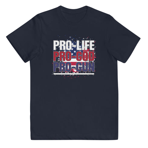 Pro-Life Pro-God Pro-Gun Youth jersey t-shirt - Mainstream Freedom