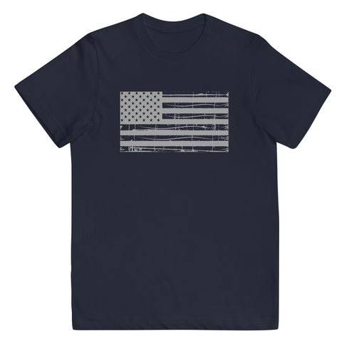 Grunge American Flag Youth jersey t-shirt - Mainstream Freedom