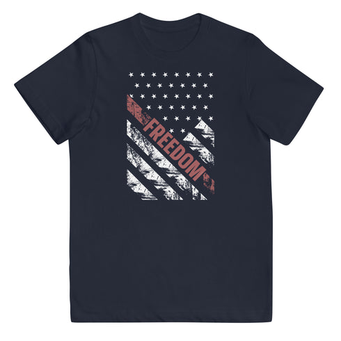 Freedom Grunge Flag Youth jersey t-shirt - Mainstream Freedom
