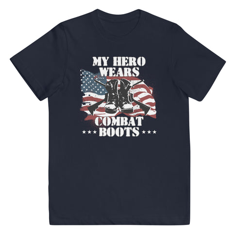 My Hero Wears Combat Boots Youth jersey t-shirt - Mainstream Freedom