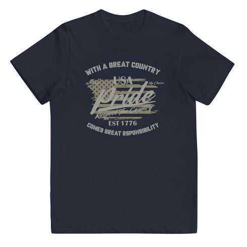 With A Great Country Comes Great Responsibility Youth jersey t-shirt - Mainstream Freedom