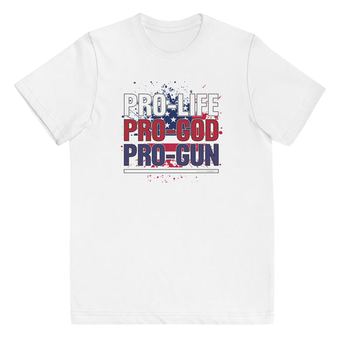 Pro-Life Pro-God Pro-Gun Youth jersey t-shirt - Mainstream Freedom