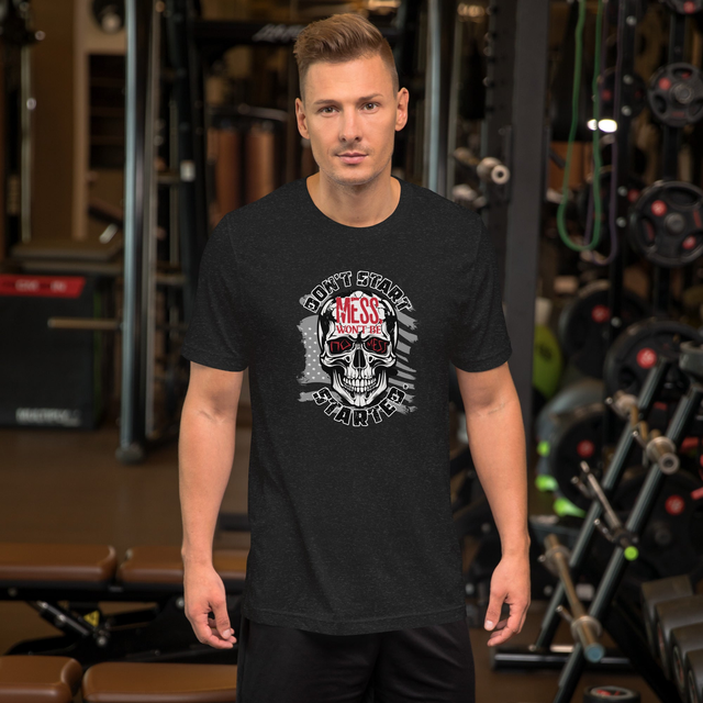 Don't Start Mess Won't Be No Mess Started Unisex t-shirt, gallery photo, black-heather colorway