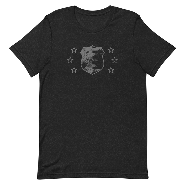 Grey Liberty's Emblem Unisex T-Shirt, gallery photo, black-heather colorway