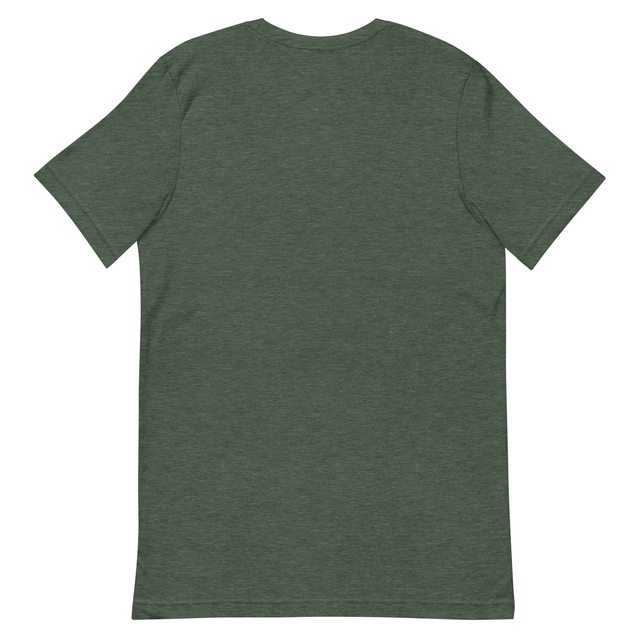 Black & Red Gun Ready Liberty t-shirt, heather forest colorway gallery photo, alternate view