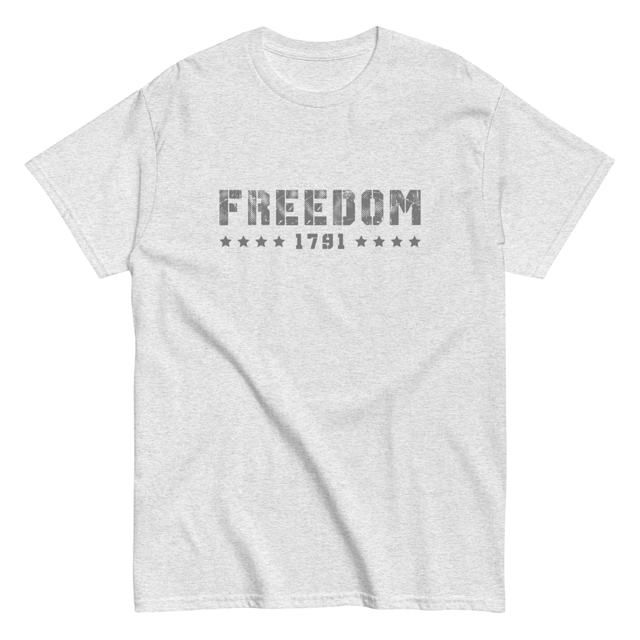 Grey Heritage of Freedom t-shirt in Ash, product mockup