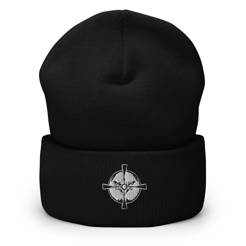 Eagle's Aim Grey & Black Embroidered Beanie