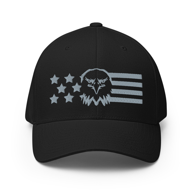 Eagle's Honor Grey Embroidered Cap 2.0 in Black colorway, product mockup