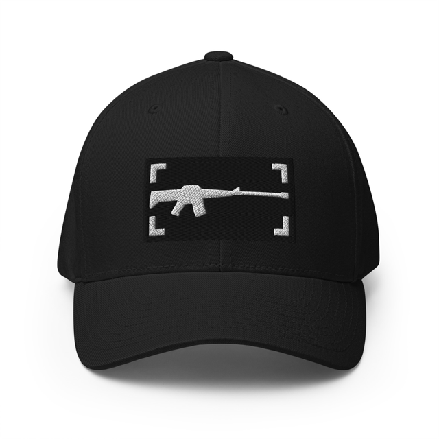 AR15 Crosshair Focus Embroidered Cap in Black, product mockup