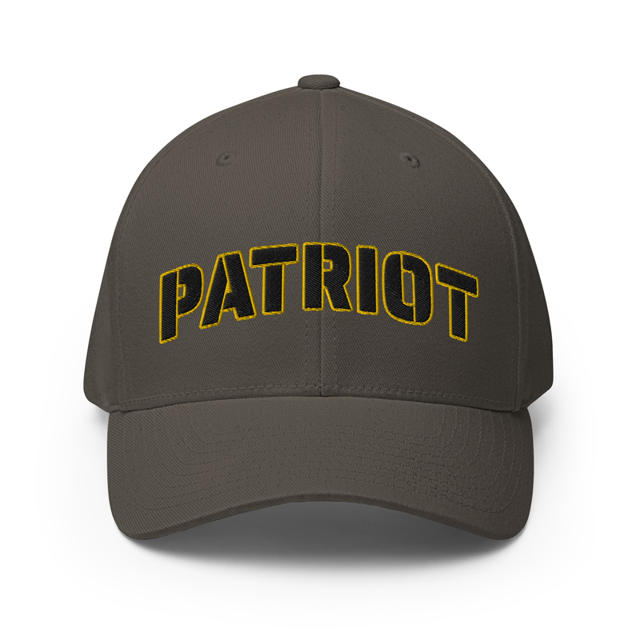 Patriot Bold Typography Embroidered Cap in Dark Grey, product mockup