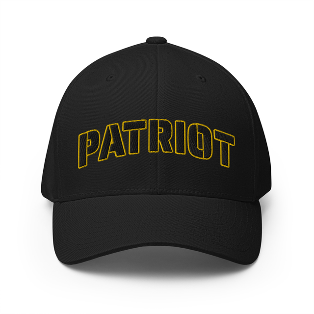 Patriot Bold Typography Embroidered Cap in Black, product mockup