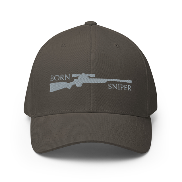 Born Sniper Embroidered Cap, product mockup, Dark Grey colorway