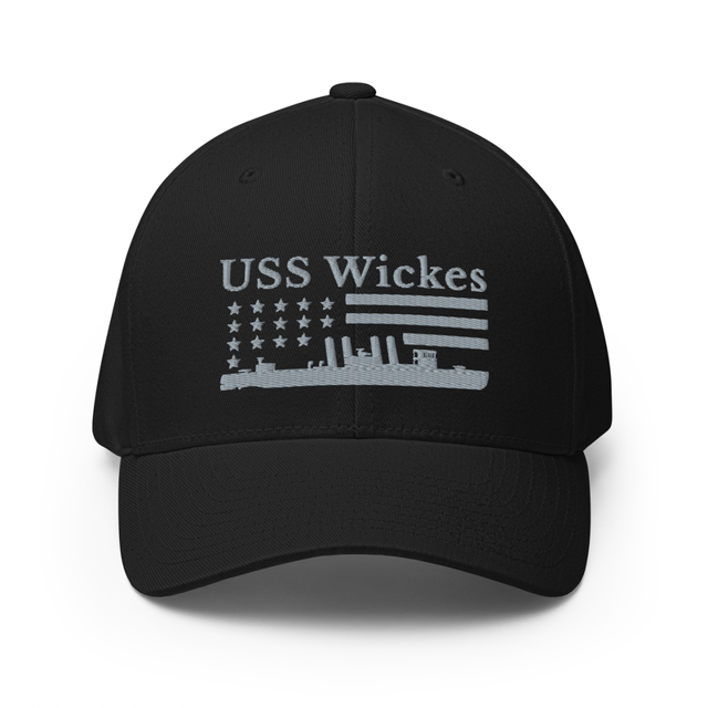 USS Wickes Stars and Stripes Embroidered Cap in Black, product mockup