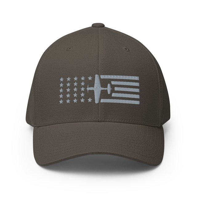 P-51 Mustang fighter jet Stars and Stripes cap in Dark Grey colorway, product mockup