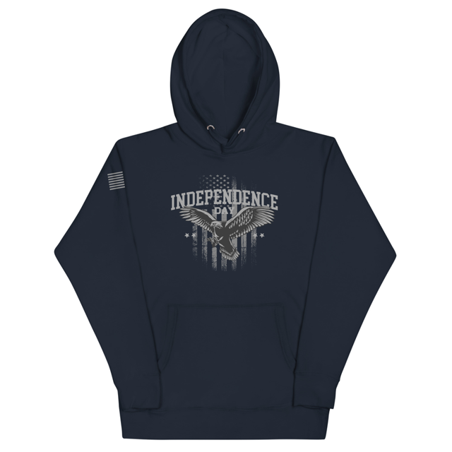 Independence Day Rugged with American Flag Unisex Hoodie, second view