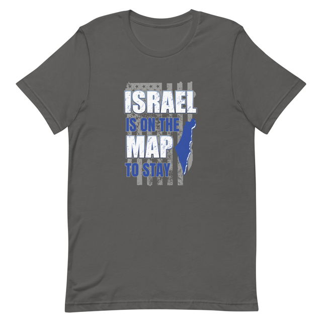 Israel Is On The Map To Stay t-shirt in asphalt grey, product mockup