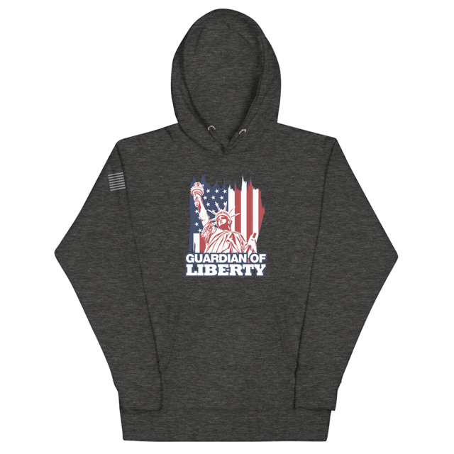 Guardian Of Liberty hoodie in charcoal heather, product mockup