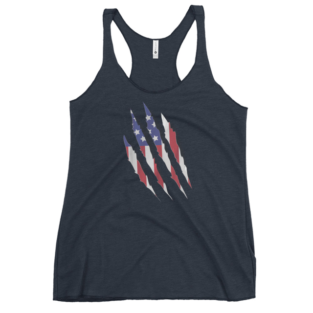 Patriot Grunge Slash Women's Tank Top in Vintage Navy, product mockup
