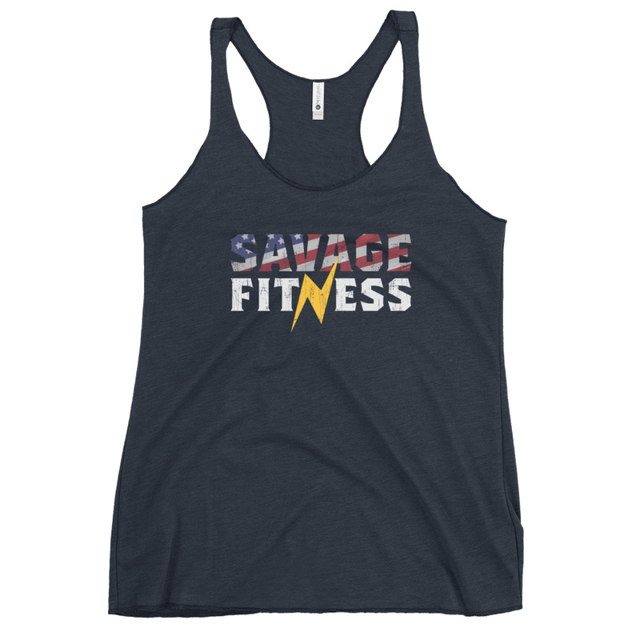 Savage Fitness Women's Tank Top in Vintage Navy, product mockup