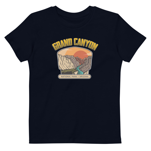 Grand Canyon Outdoors Organic cotton kids t-shirt in French Navy, product mockup