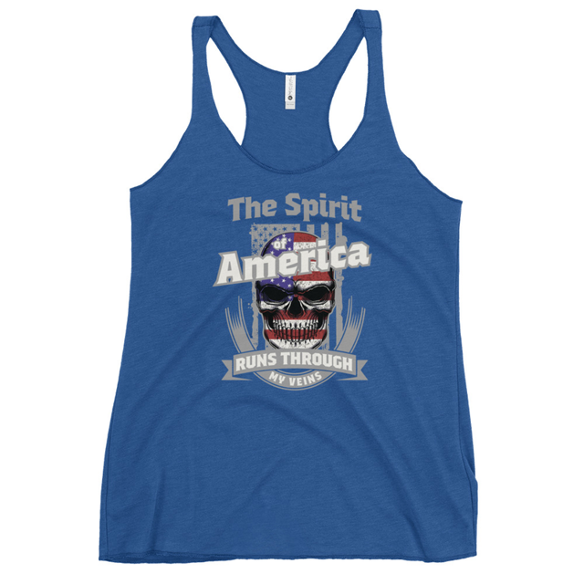 The Spirit of America Runs Through My Veins Women's Tank Top in Vintage Royal, product mockup