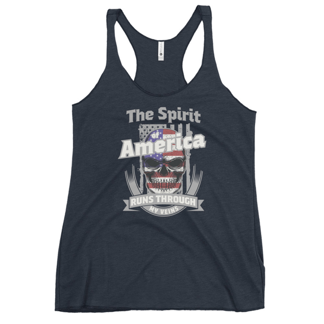 The Spirit of America Runs Through My Veins Women's Tank Top in Vintage Navy, product mockup