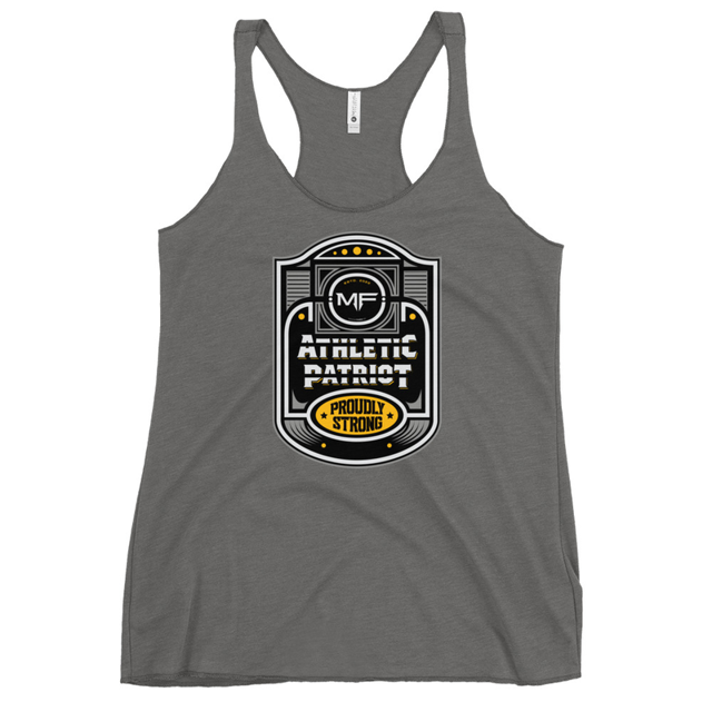 Athletic Patriot Proudly Strong Women's Tank Top in Premium Heather, product mockup