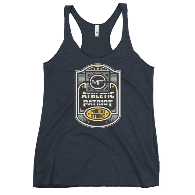 Athletic Patriot Proudly Strong Women's Tank Top in Vintage Navy, product mockup