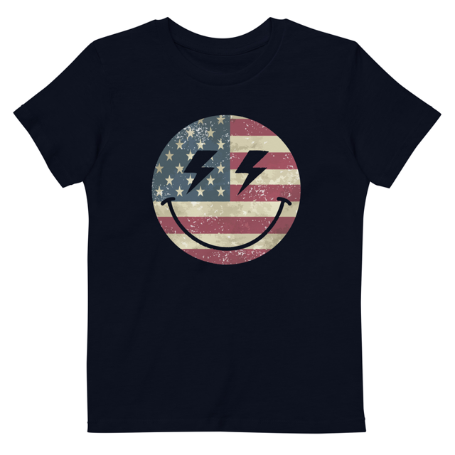 Patriot Smiley Organic cotton kids t-shirt in French Navy, product mockup