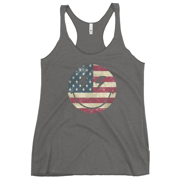 Patriot Smiley Women's Tank Top in Premium Heather, product mockup