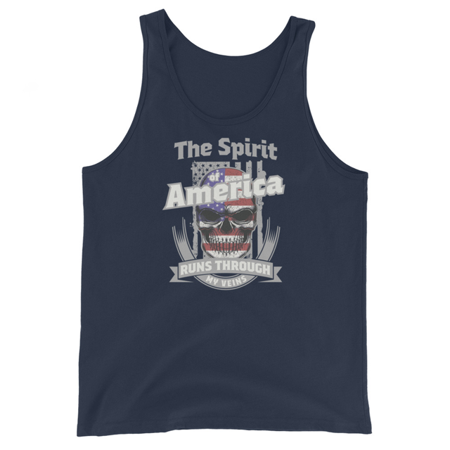 The Spirit of America Runs Through My Veins Men's Tank Top in Navy, product mockup