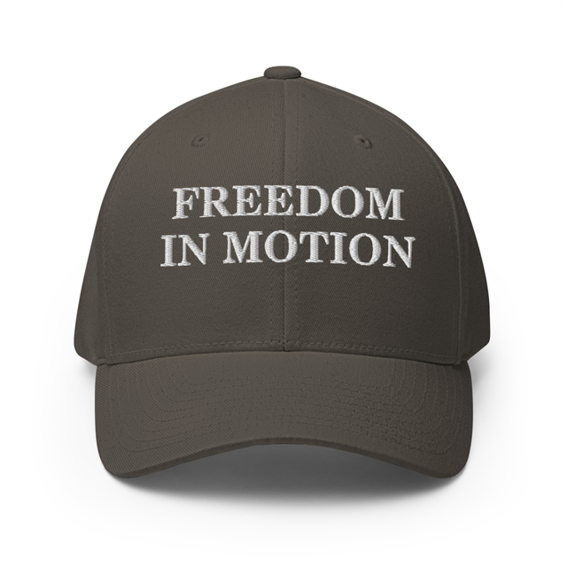 Freedom In Motion Structured Twill Cap in Dark Grey colorway, product mockup