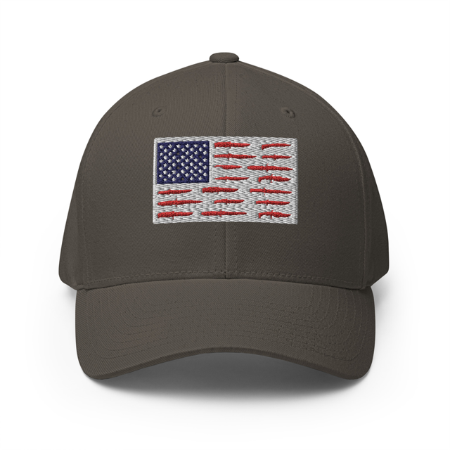 American Flag Knife Collection Structured Twill Cap in Dark Grey, product mockup