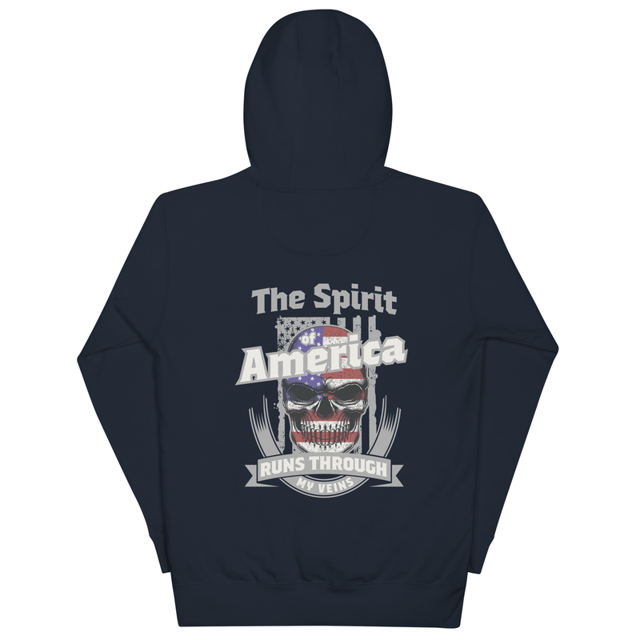 The Spirit of America Runs Through My Veins Unisex Hoodie (Back Design), second view