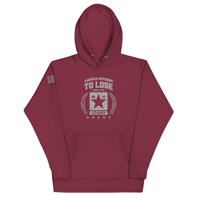 America Refusing To Lose Since 1776 Unisex Hoodie in Maroon, product mockup