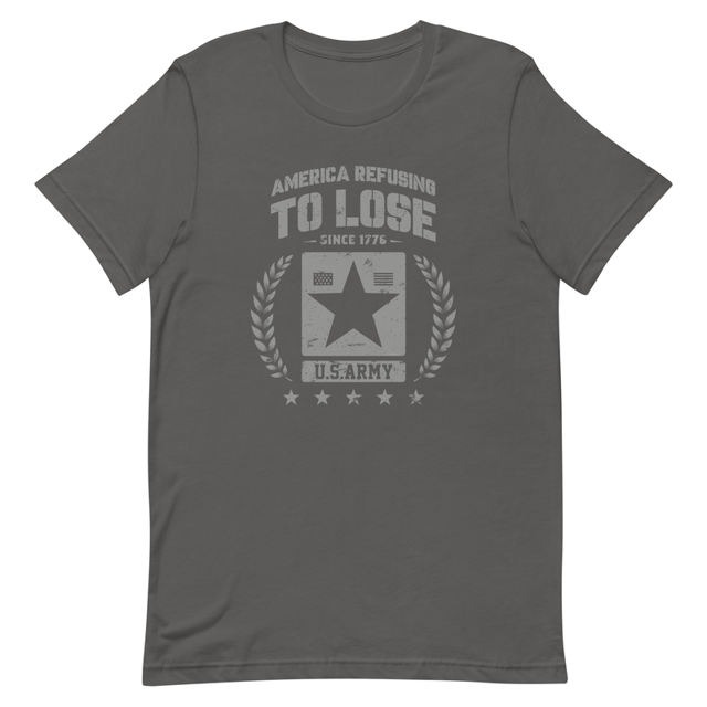America Refusing To Lose Since 1776 t-shirt in Asphalt, product mockup