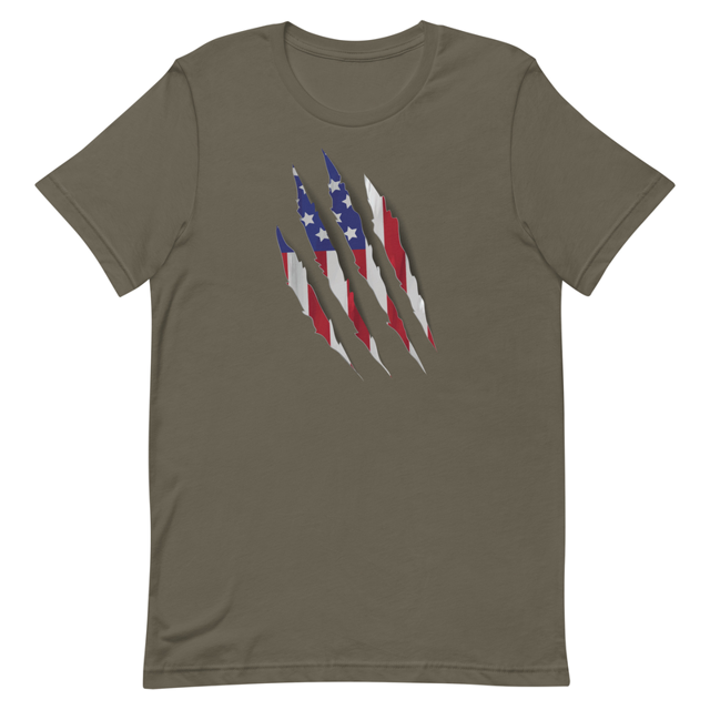 Patriot Grunge Slash t-shirt in Army, product mockup