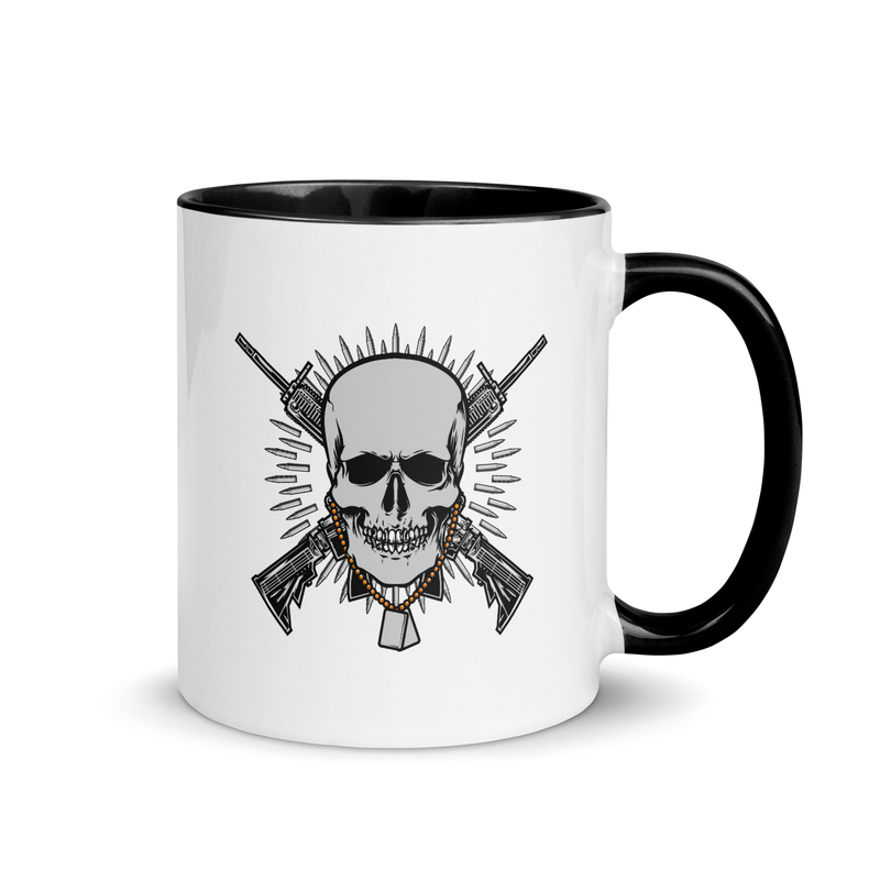 Skull with Guns and Bullets Mug with Color Inside