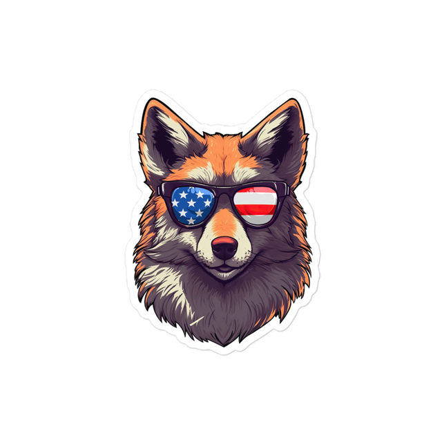 Furry Fox sticker in white, product mockup