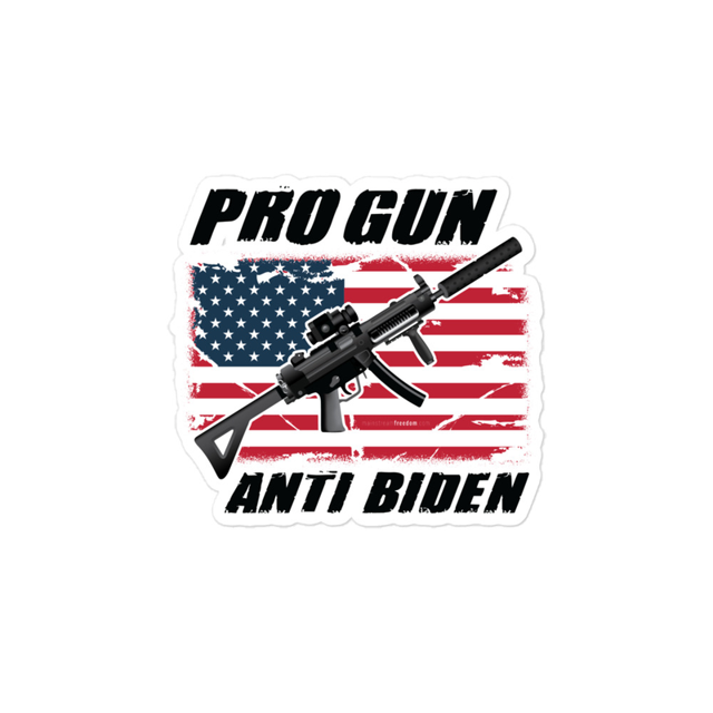 Pro Gun Anti-Biden sticker in white, product mockup