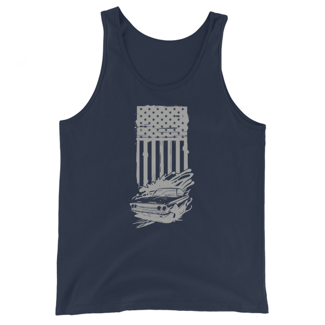 American Flag and Car Men's Tank Top, second view