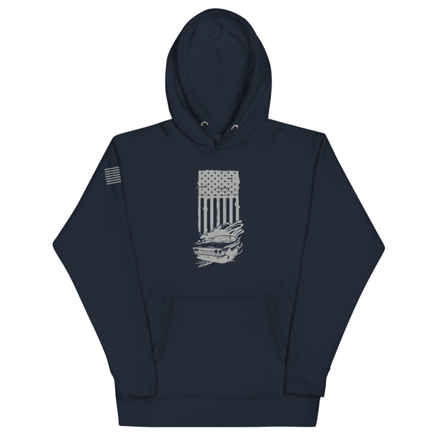 American Flag and Car Unisex Hoodie, second view