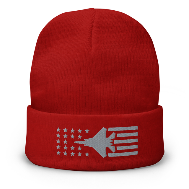 F15 Stars And Stripes Embroidered Beanie - Air Force, Fighter Jet, second view