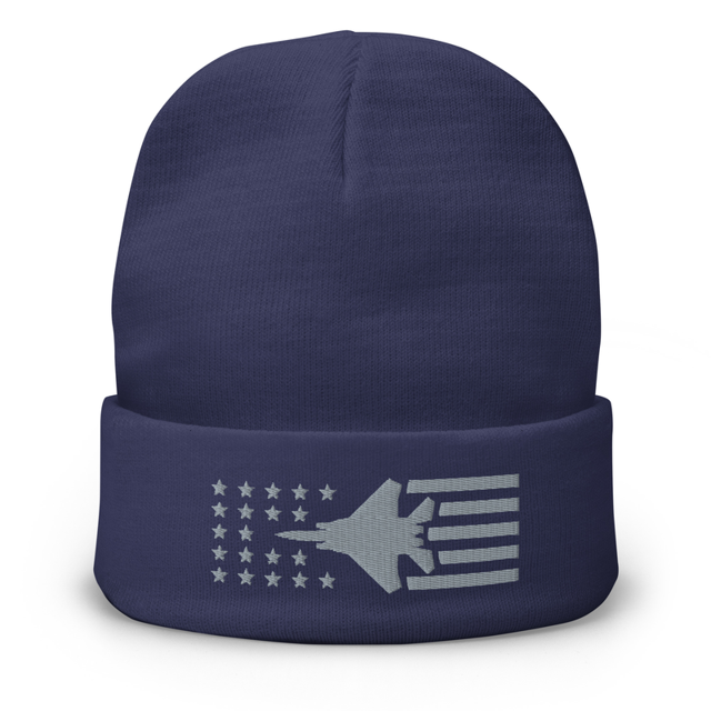 F15 Stars And Stripes Embroidered Beanie in Navy, product photo