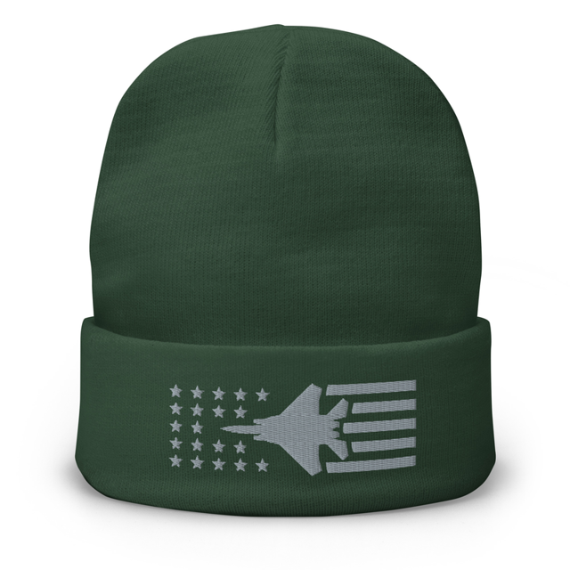 F15 Stars And Stripes Embroidered Beanie in Dark green, product photo