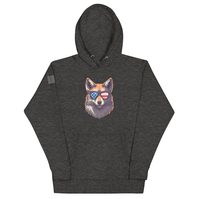 Furry Fox Unisex Hoodie in charcoal heather, product mockup